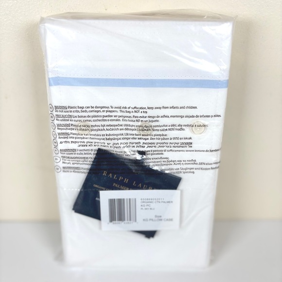 Ralph Lauren Palmer Percale King Pillowcases (2) Pale Sky Blue Cotton 21x40 NEW - Picture 4 of 5
